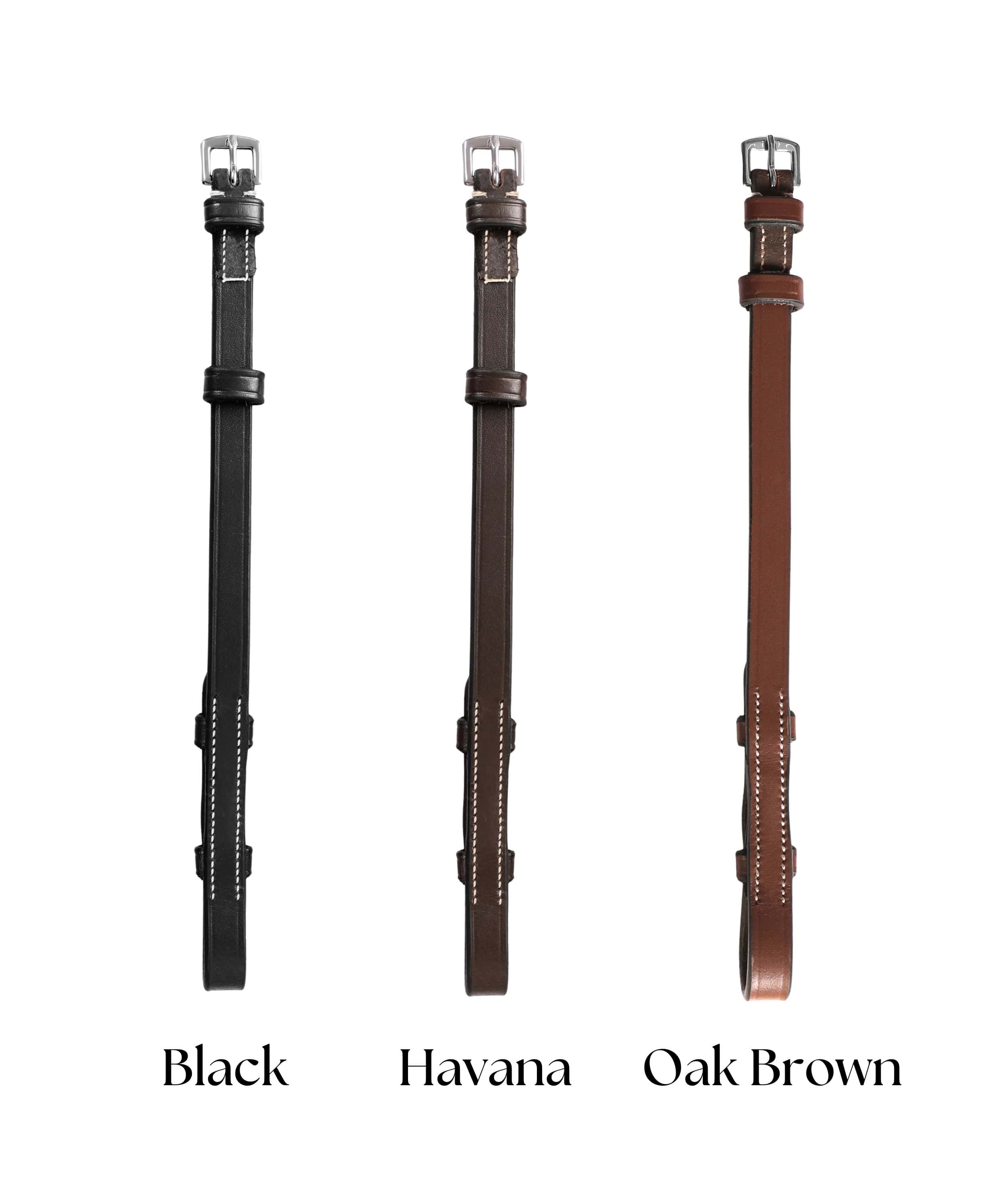 ExionPro Bridle Cheek Pieces With Hook Fastening - White Stitching - HT Animal Supply