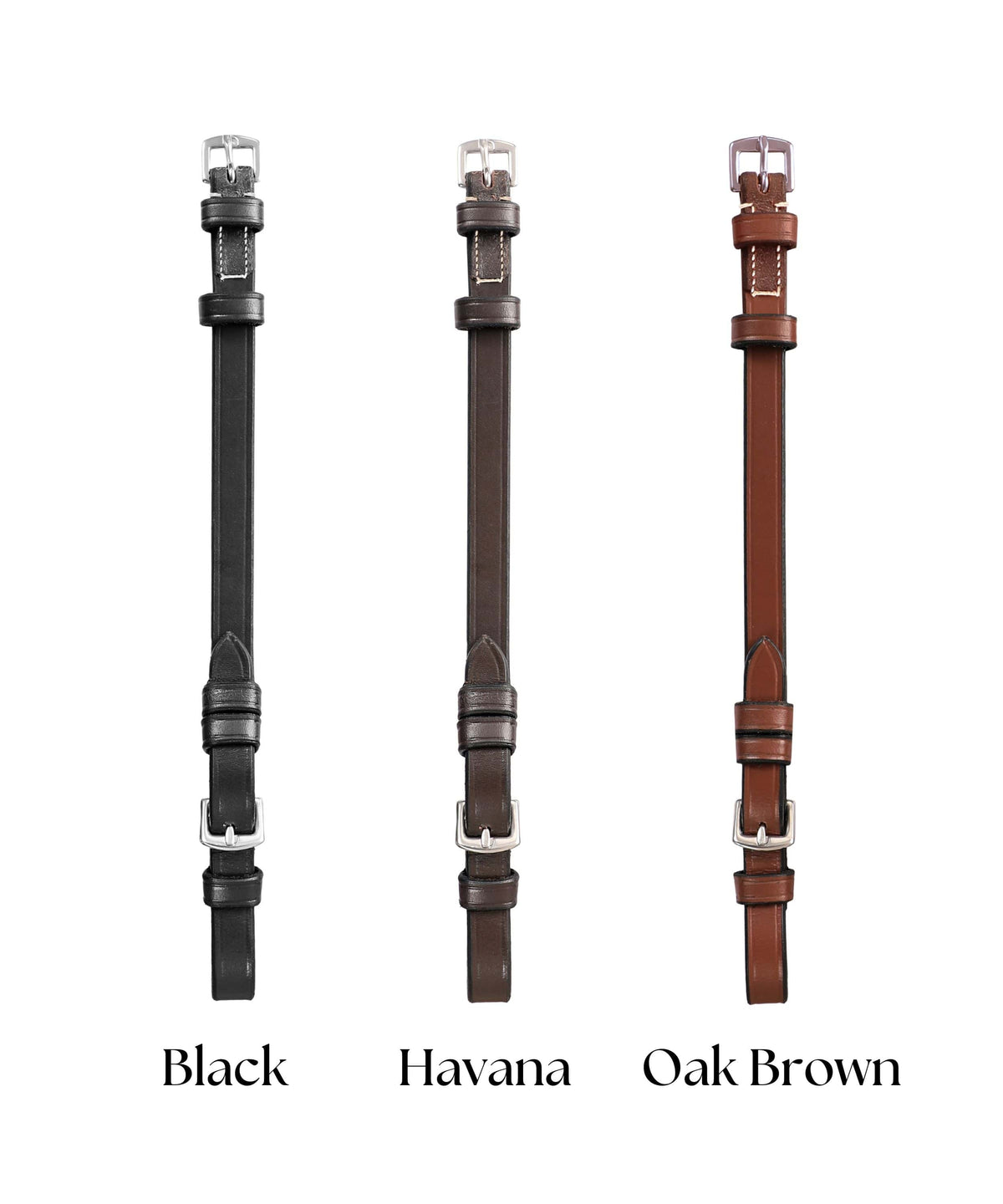 ExionPro Bridle Cheek Pieces With Buckle Fastening - White Stitching - HT Animal Supply