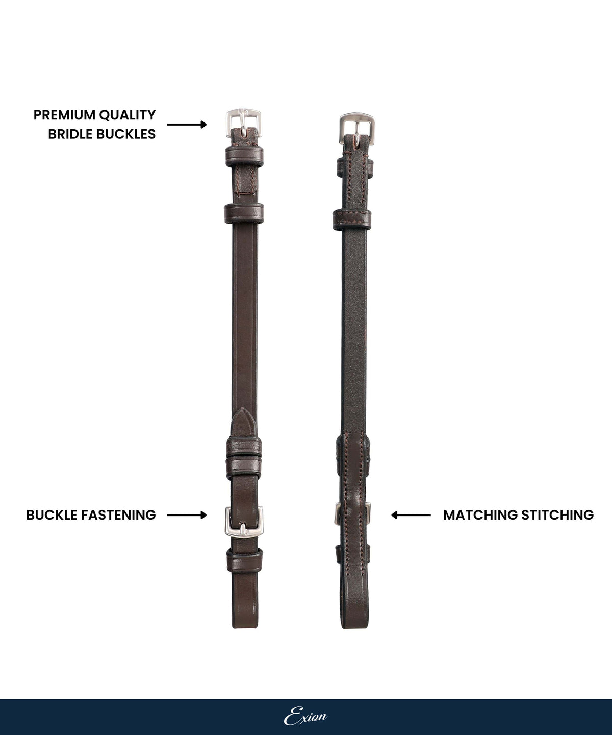 ExionPro Bridle Cheek Pieces With Buckle Fastening - Matching Stitching - HT Animal Supply