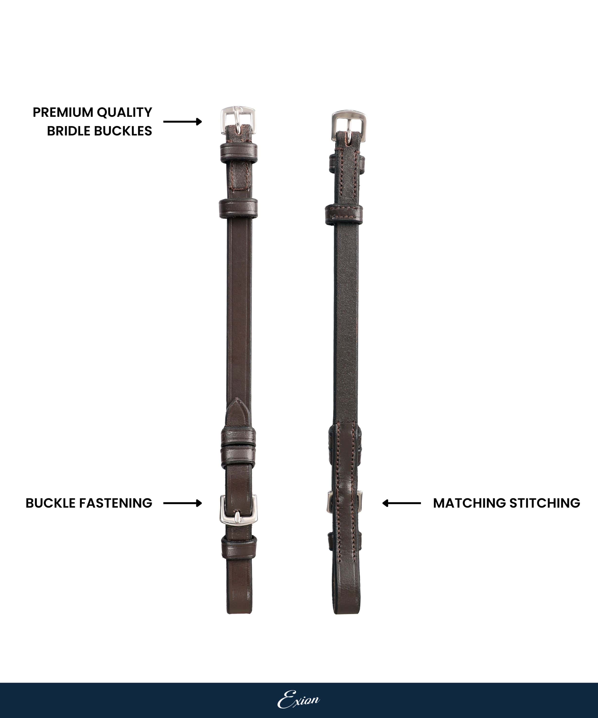 ExionPro Bridle Cheek Pieces With Buckle Fastening - Matching Stitching - HT Animal Supply