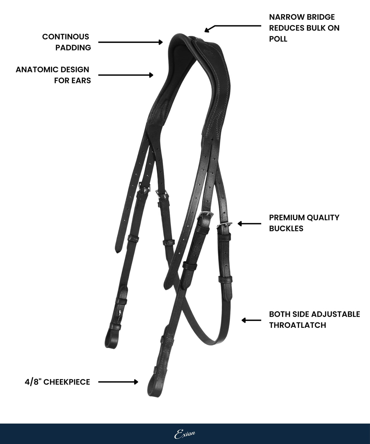 Replacement Crownpiece of ExionPro Dressage Anti-Pressure Raised Comfort Padded Bridle