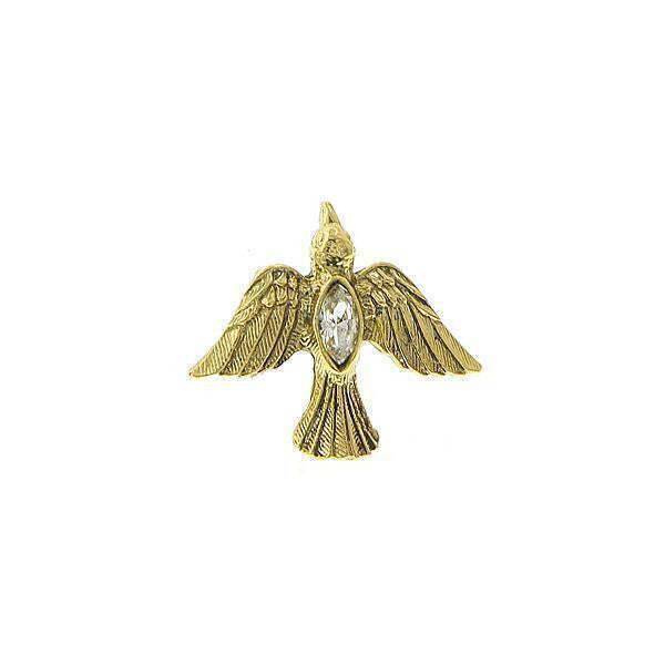 1928 Jewelry Crystal Holy Spirit Gold Dove Tie Tack