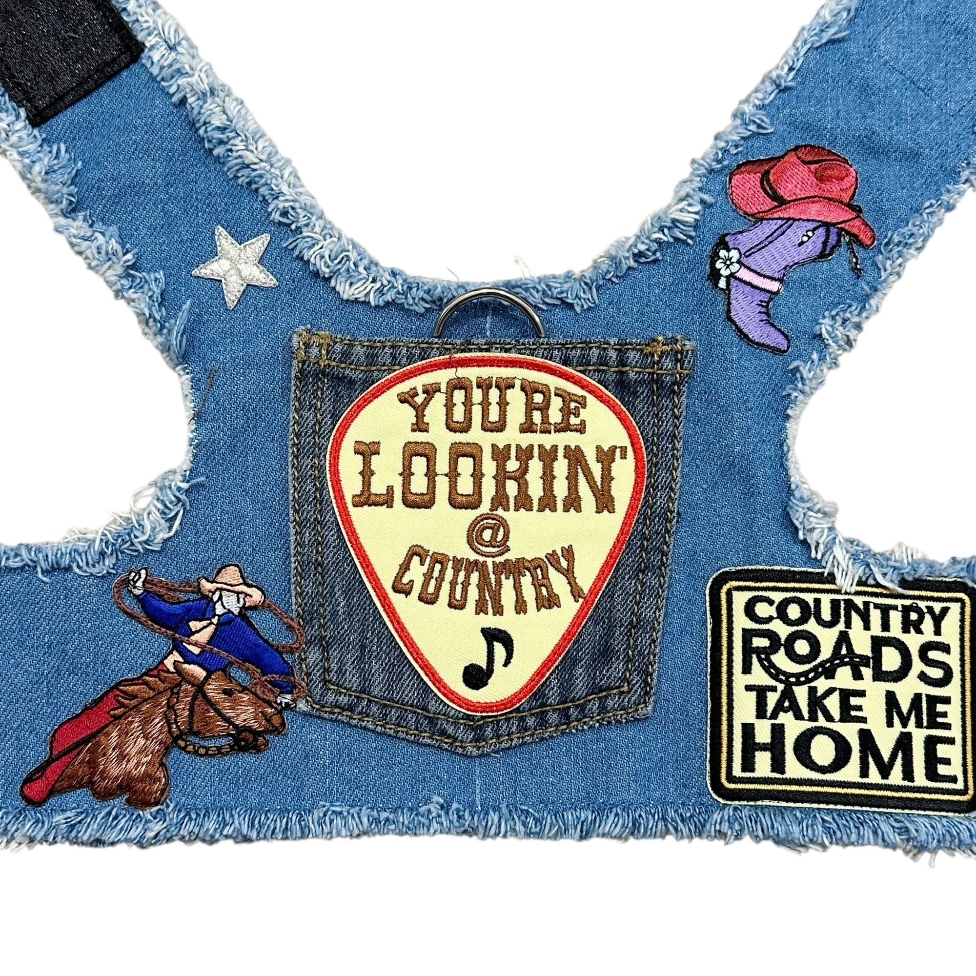 Heads or Tails Pup Country Denim Dog Harness