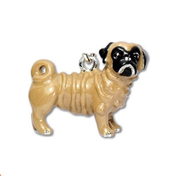 Parisian Pet Pug Key Chain for Dogs - Trendy, Durable Caramel with Black & Silver Key Ring, Perfect Pet Accessory for Pug Fans