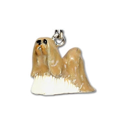 Parisian Pet Lhasa Apso Key Chain for Dogs – Detailed Lhasa Apso Dog Keychain, Enamel Dog Breed Accessory, Brown and White