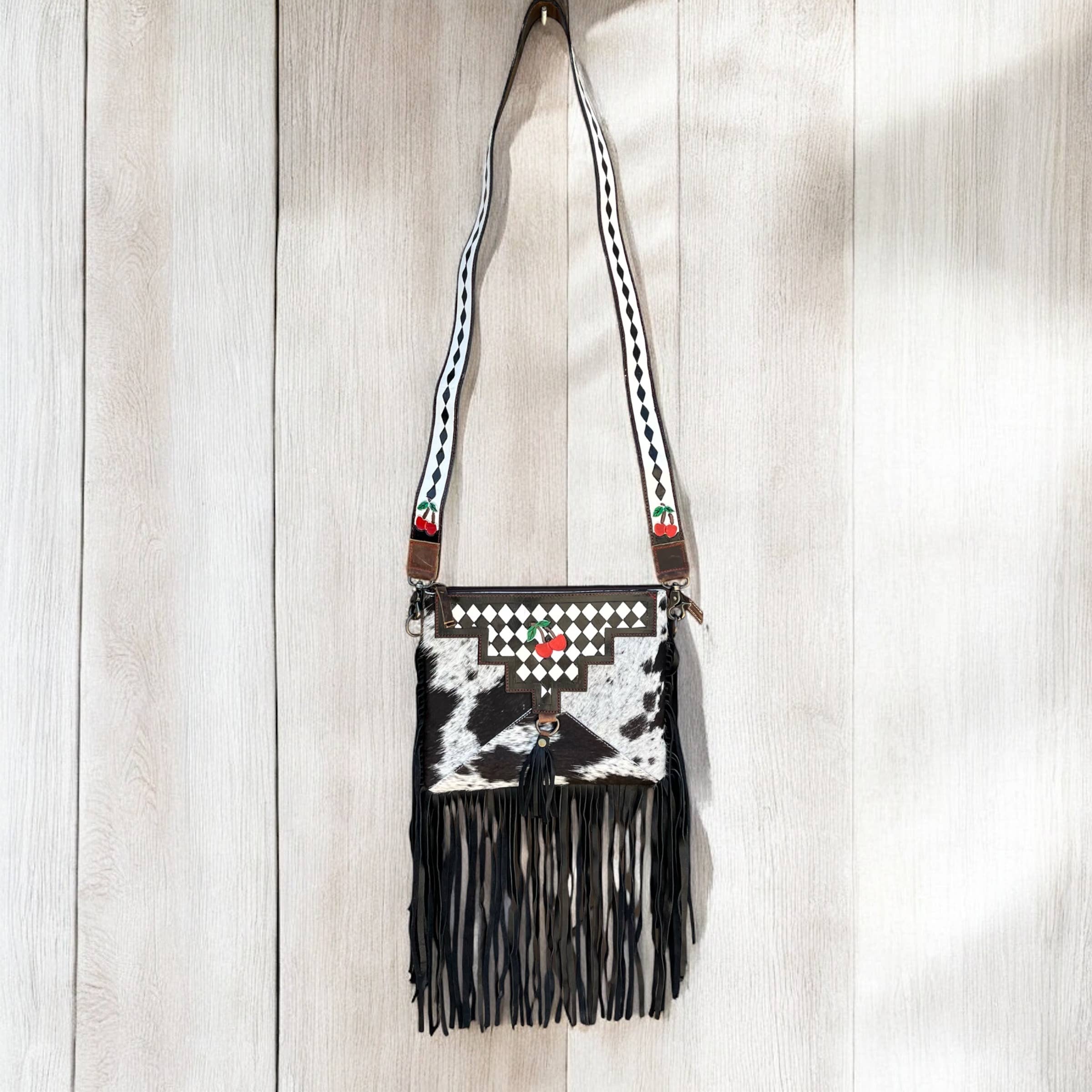 Cherry Checker Tooled & Cowhide Crossbody Bag