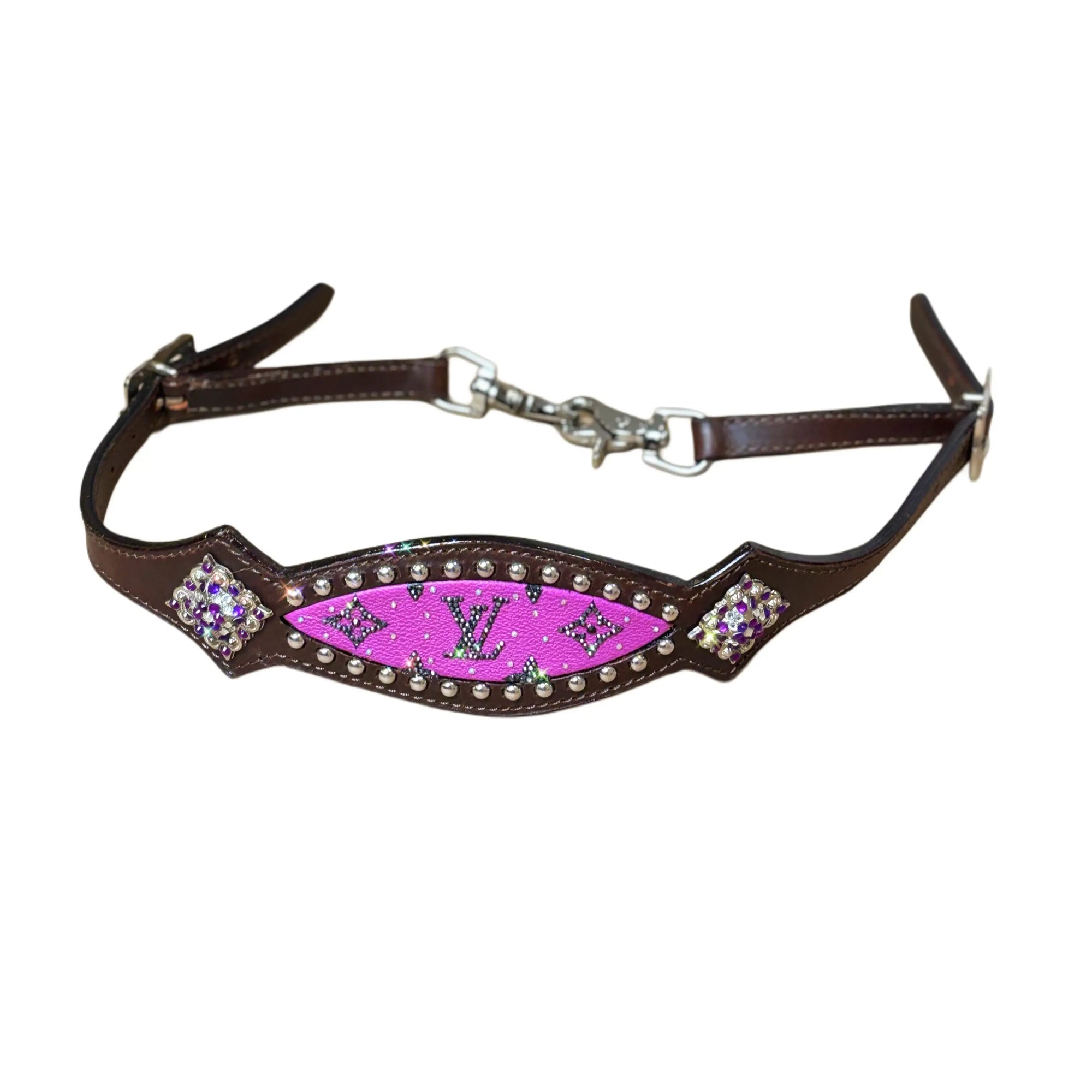 Rhinestone Purple LV Wither Strap | HT Animal Supply