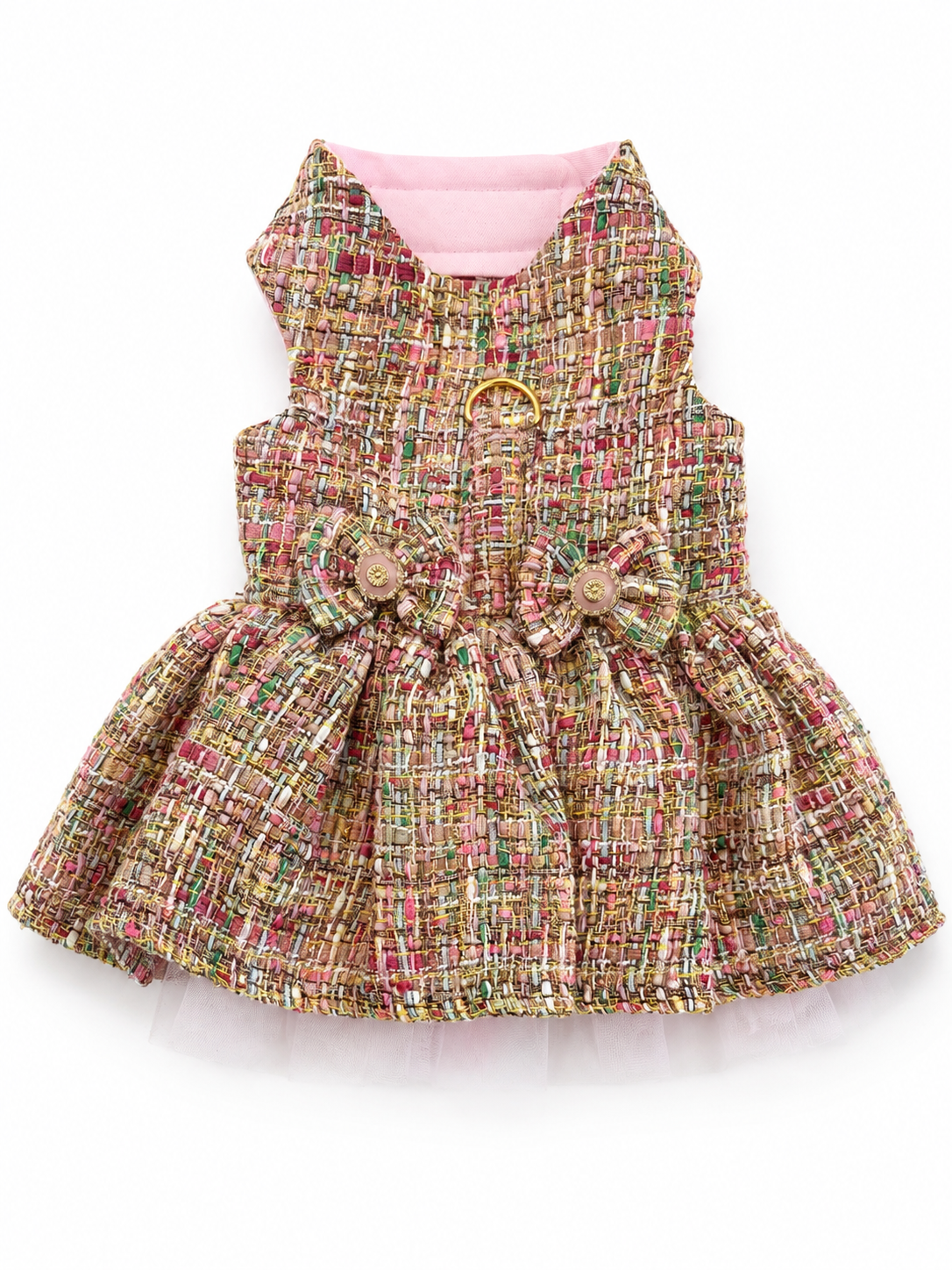 Heads or Tails Pup European Tweed Double Bow Dog Dress