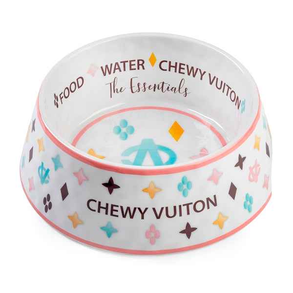 Haute Diggity Dog White Chewy Vuiton Dog Bowl