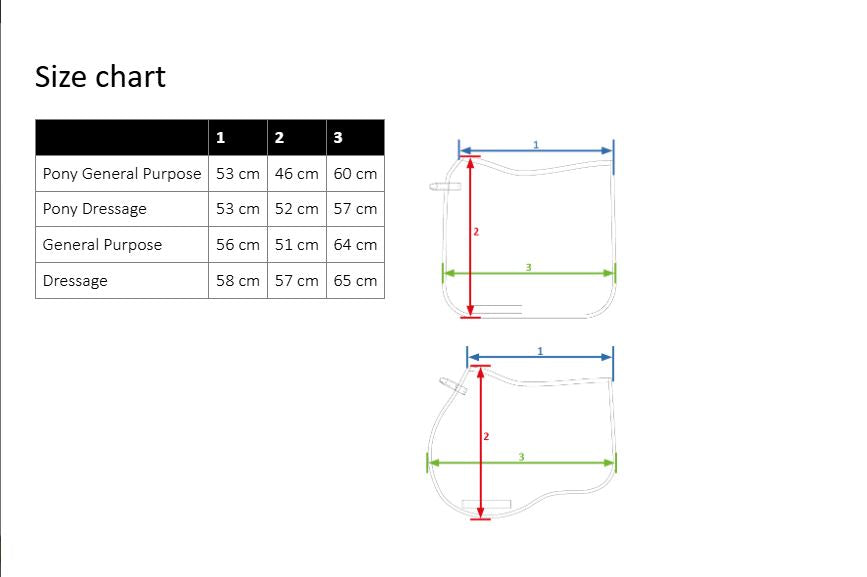 HKM Naples Saddle Pad-General Purpose Size Chart