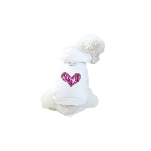 Bark 5th Ave., LLC Sequin Heart Lightweight Hoodie- Dog Hoodie pet supplies