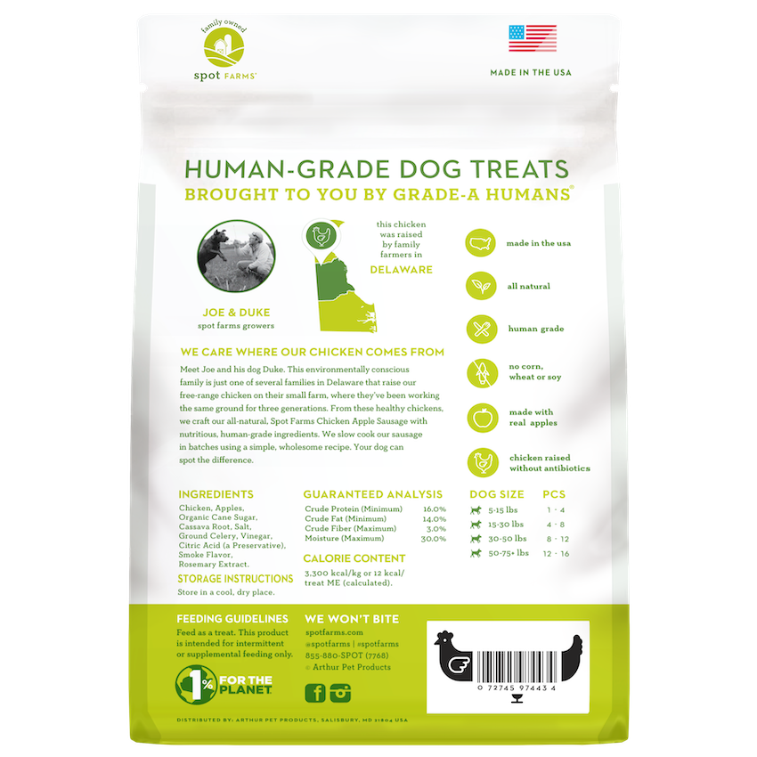 Spot Farms Dog Treats Sausage Chicken & Apple (12.5oz) - HT Animal Supply