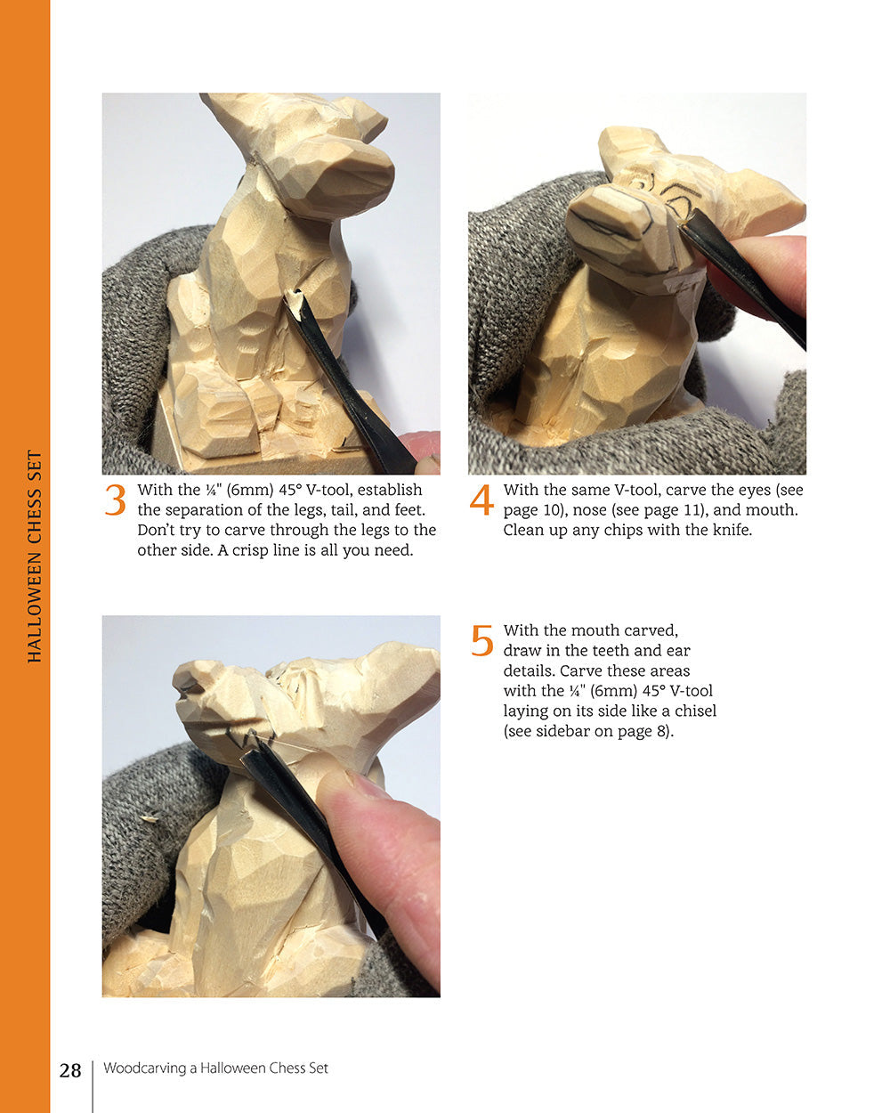 Woodcarving a Halloween Chess Set