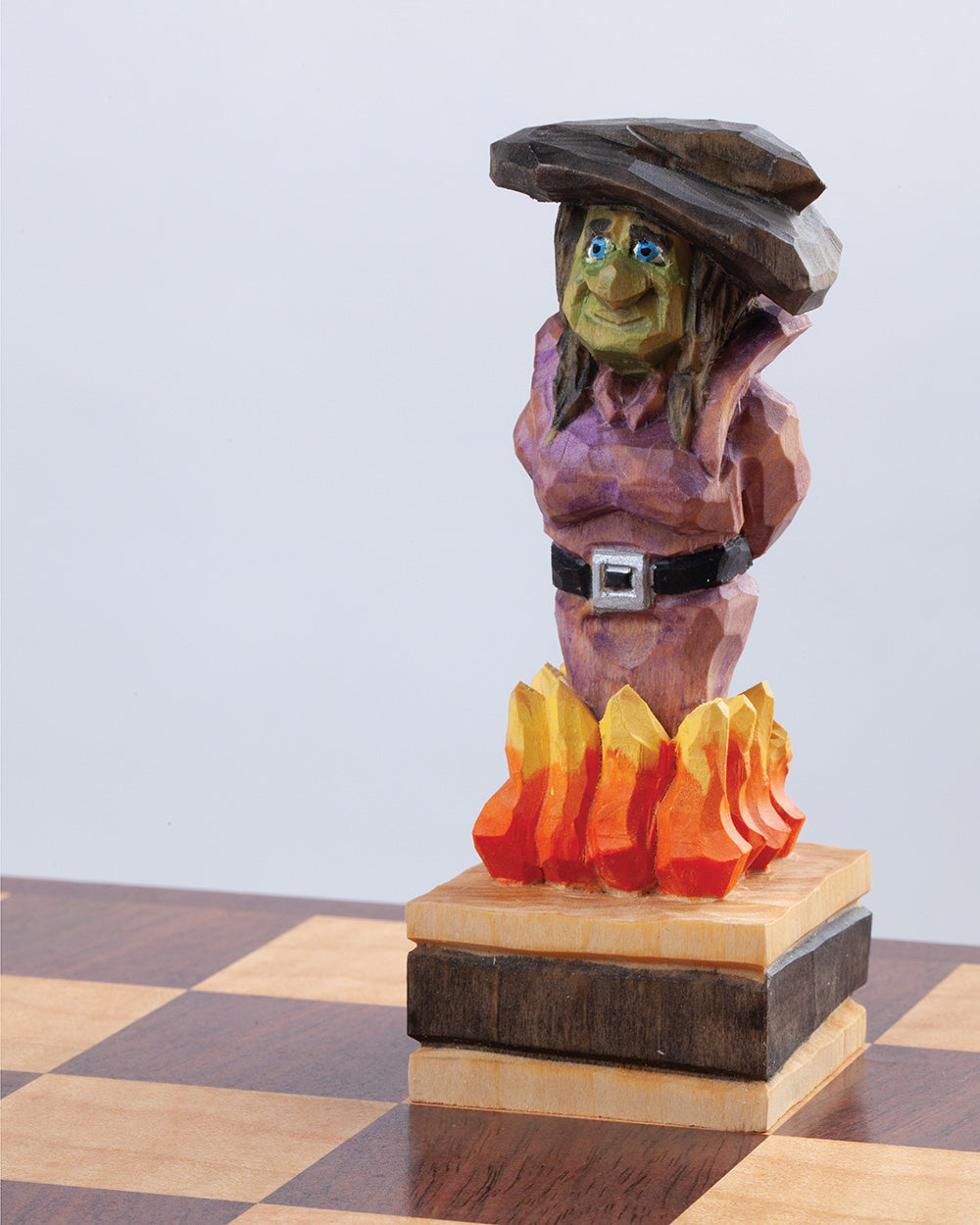 Woodcarving a Halloween Chess Set