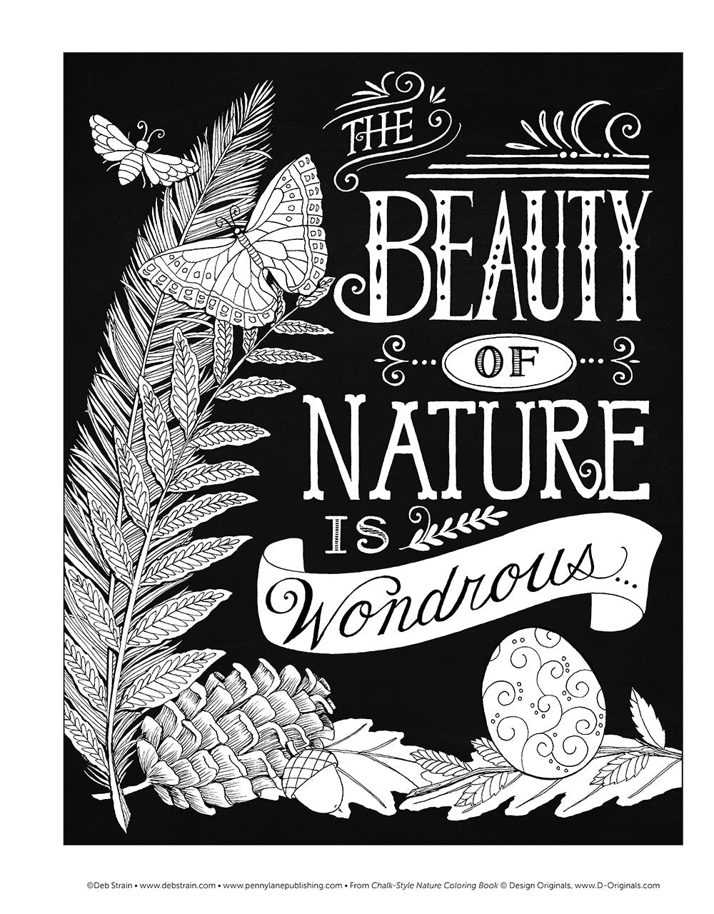 Chalk-Style Nature Coloring Book