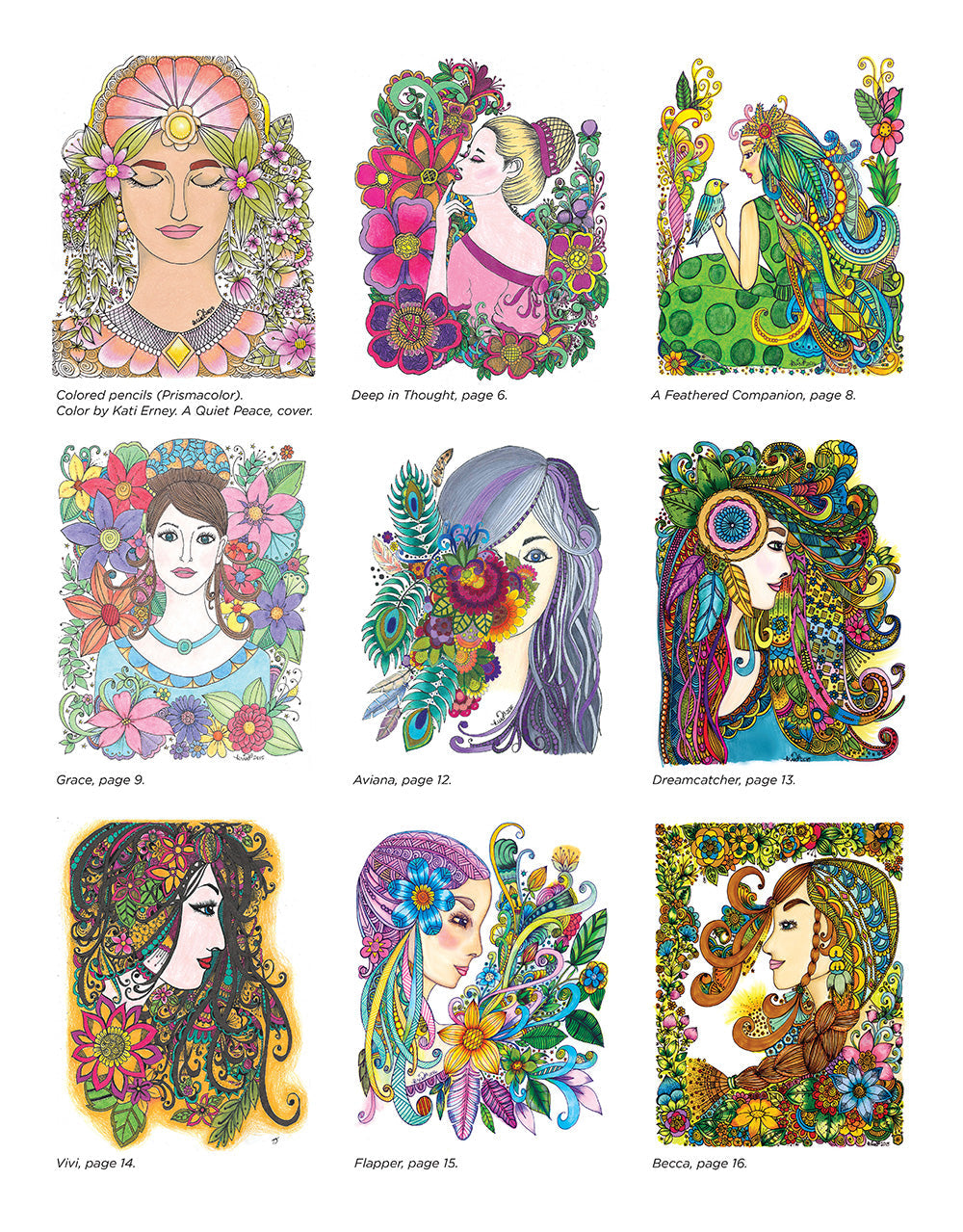 KC Doodle Art Flower Girls Coloring Book