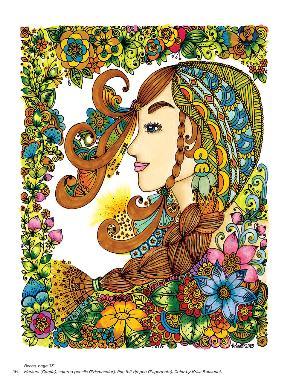 KC Doodle Art Flower Girls Coloring Book