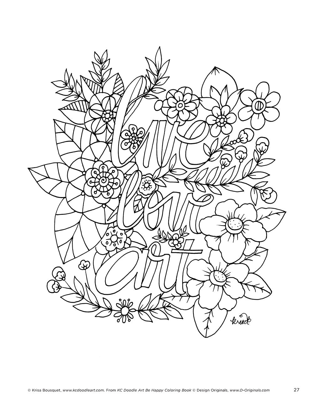 KC Doodle Art Be Happy Coloring Book