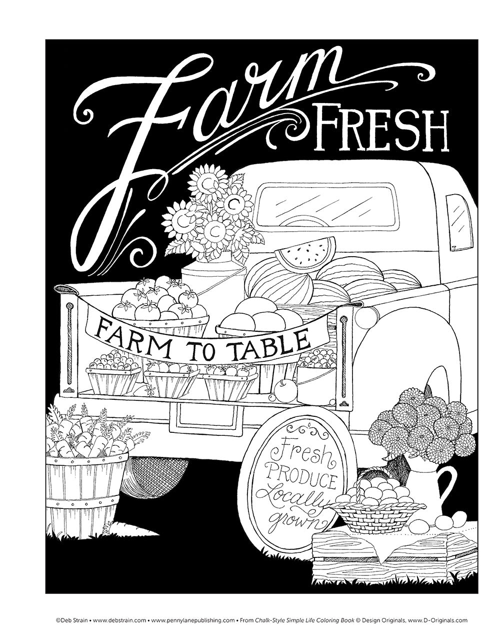 Chalk-Style Simple Life Coloring Book