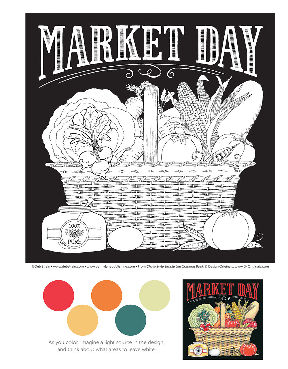 Chalk-Style Simple Life Coloring Book