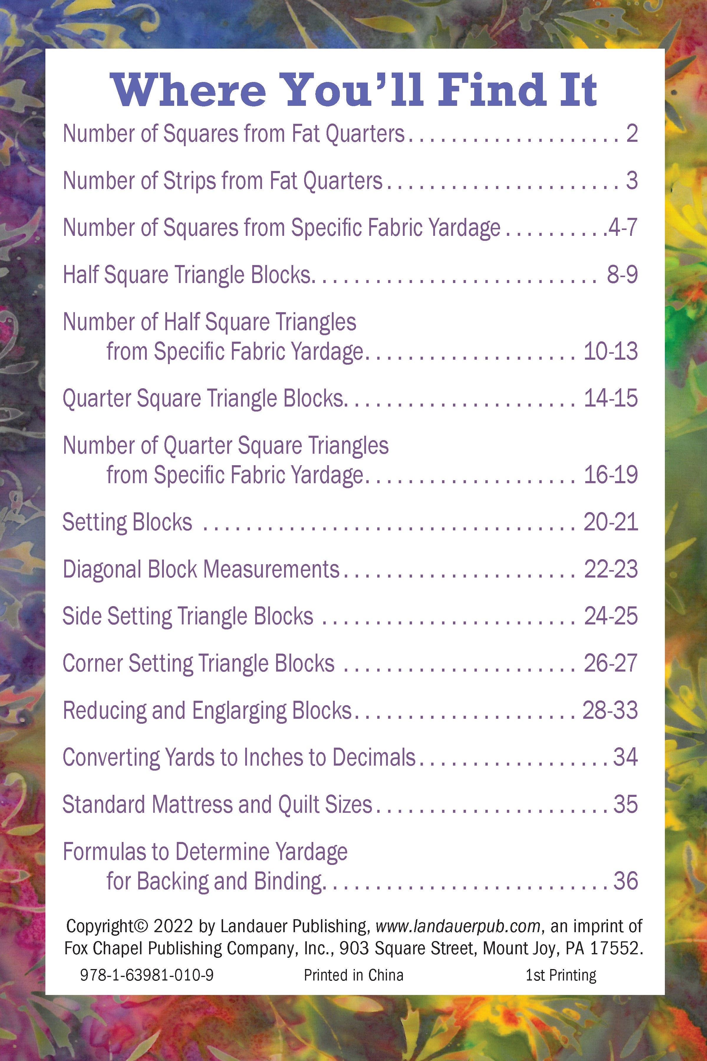 No Math Quilt Charts & Formulas