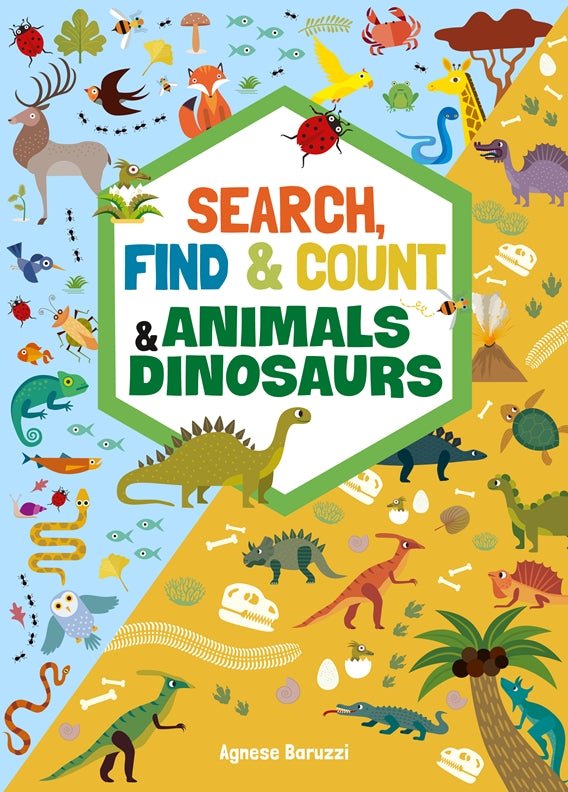 Cover of Search, Find & Count: Animals & Dinosaurs – Paperback / softback, ISBN 9781641244664