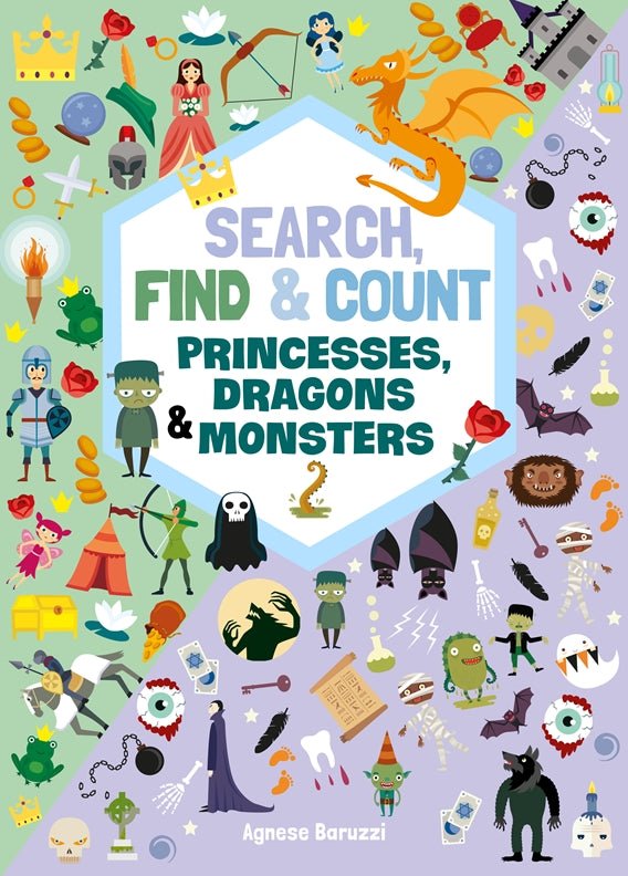 Cover of Search, Find & Count: Princesses, Dragons & Monsters – Paperback / softback, ISBN 9781641244671