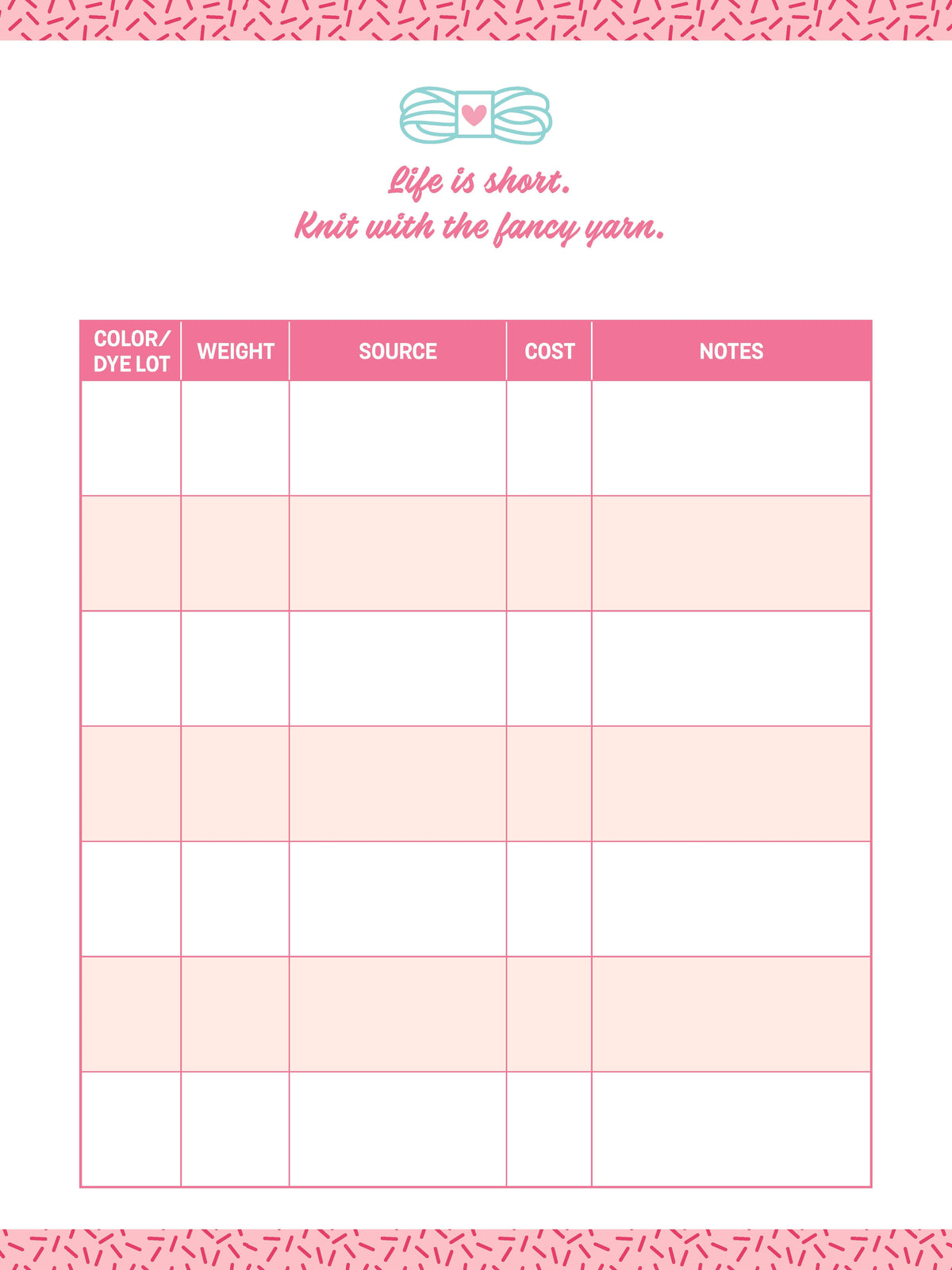 My Knitting Journal