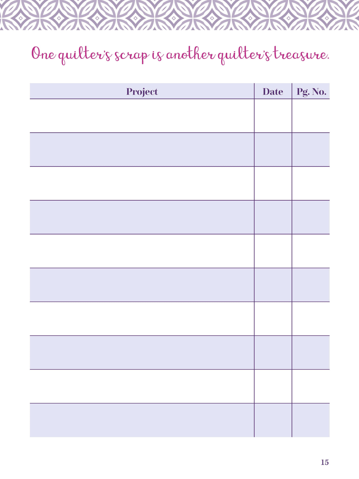 My Quilting Journal