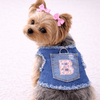 Denim Harness with Floral Initial