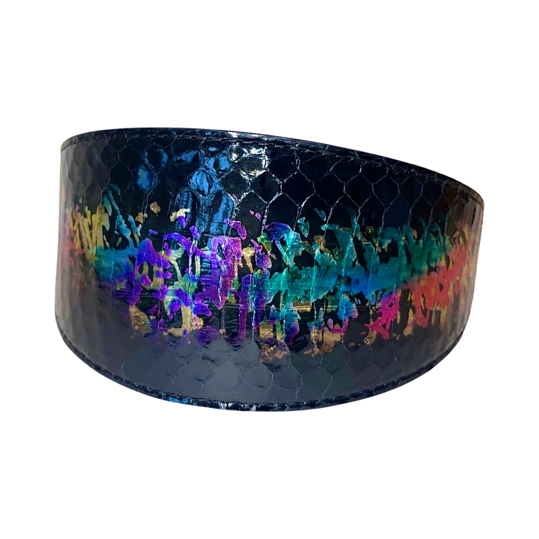 Allysa Payne 3-Inch Wide Style, Multi Color Art Deco Custom Snake Dog Collar