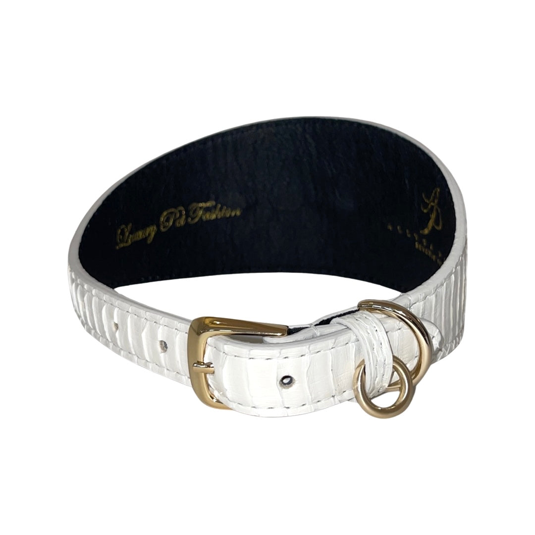 Allysa Payne Matte White 3-Inch Wide Style , With Our Custom Swarovski Rivets Dog Collar & Leash Set