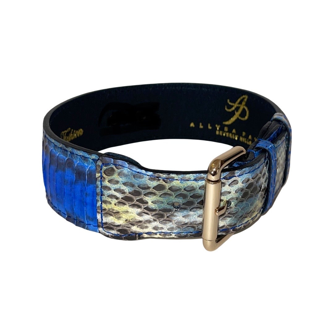 Allysa Payne Multi-Blue Tone Snake Classic Dog Collar