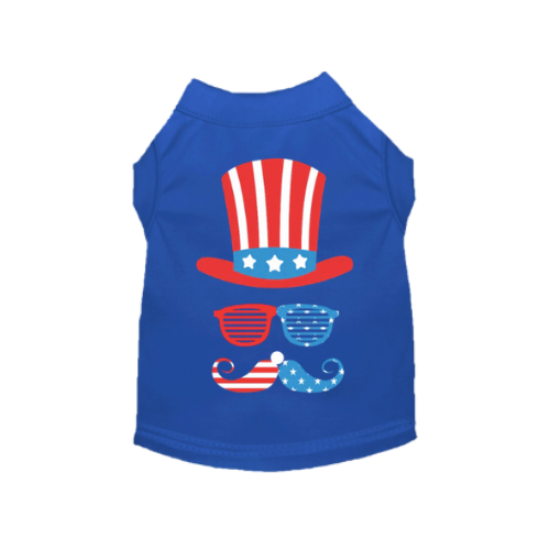 Uncle Sam Style Blue Patriotic Dog T-Shirt