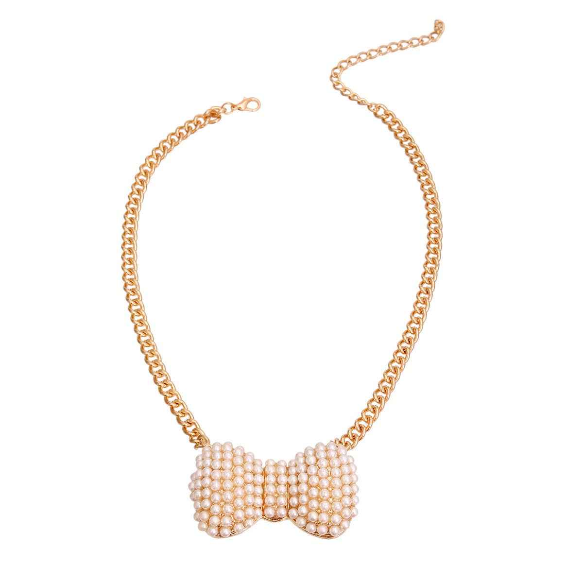 Cream Chunky Bow Dog Necklace