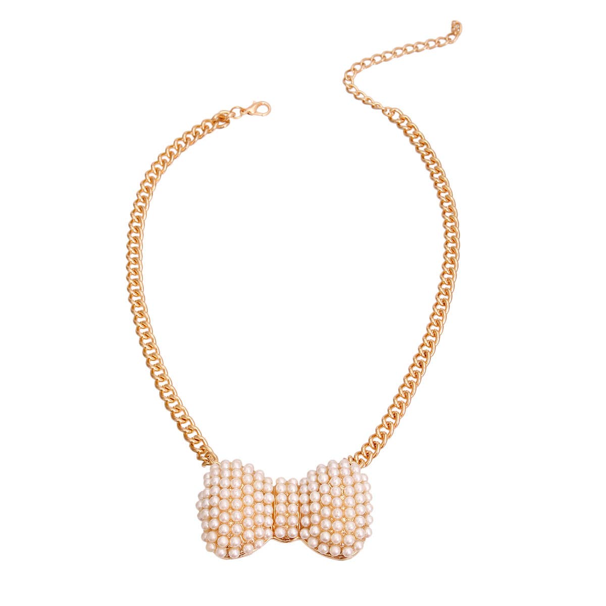 Cream Chunky Bow Dog Necklace