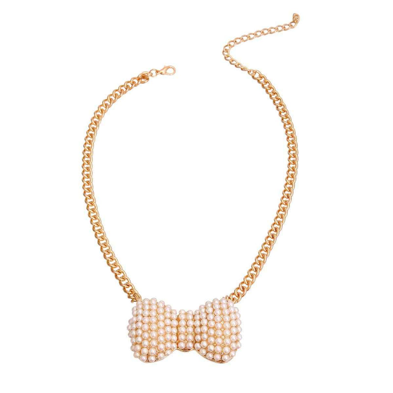 Cream Chunky Bow Dog Necklace