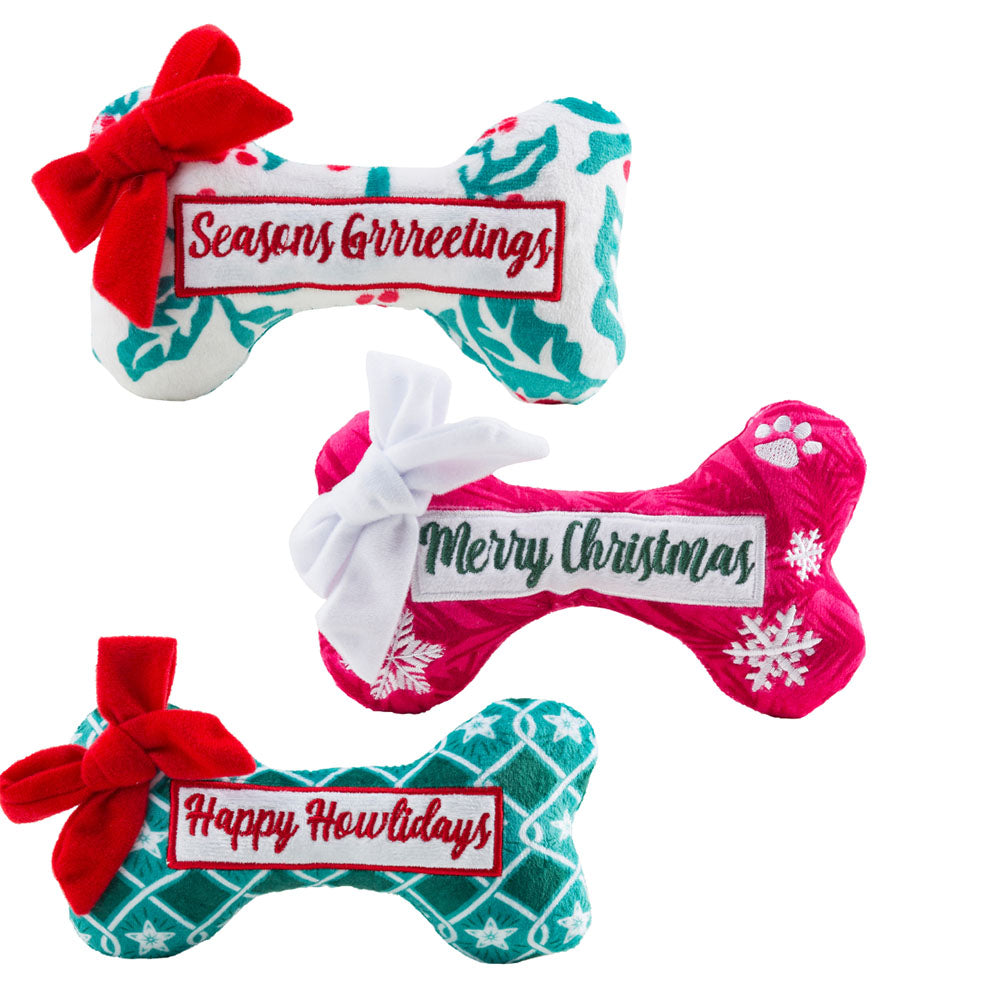 Haute Diggity Dog Holiday Bones Christmas Plush Dog Toy