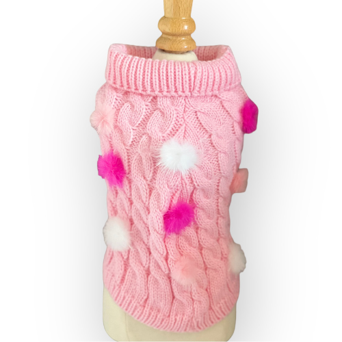 Bark 5th Ave., LLC Mink Pom Knit Dog Sweater Wool pet supplies