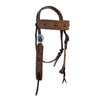 Alamo Saddlery Cowboy Browband Roughout Leather Headstall with Whip Lace