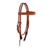 Alamo Saddlery V-Shape Tooled Straight Browband Leather Headstall with Red Ink