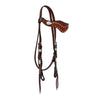 Alamo Saddlery White Inlay Wave Browband Leather Headstall with Buckstitch