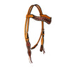 Alamo Saddlery Vintage Rose Dust Wave Browband Leather Headstall with Copper Buckstitch