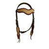 Alamo Saddlery Palomino Overlay Wave Browband Leather Headstall with Whip Lace