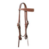 Alamo Saddlery AA Tooled Contour Browband Leather Headstall with Rawhide Buckstitch