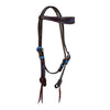 Alamo Saddlery Multicolor Feather Tooled Contour Browband Leather Headstall