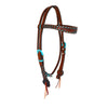 Alamo Saddlery TTBS Tooled Contour Browband Leather Headstall with Buckstitch