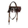 Alamo Saddlery Latigo Braided Straight Browband Leather Headstall with Fringe