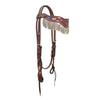 Alamo Saddlery USA Star Tooled Wave Browband Leather Headstall with Fringe