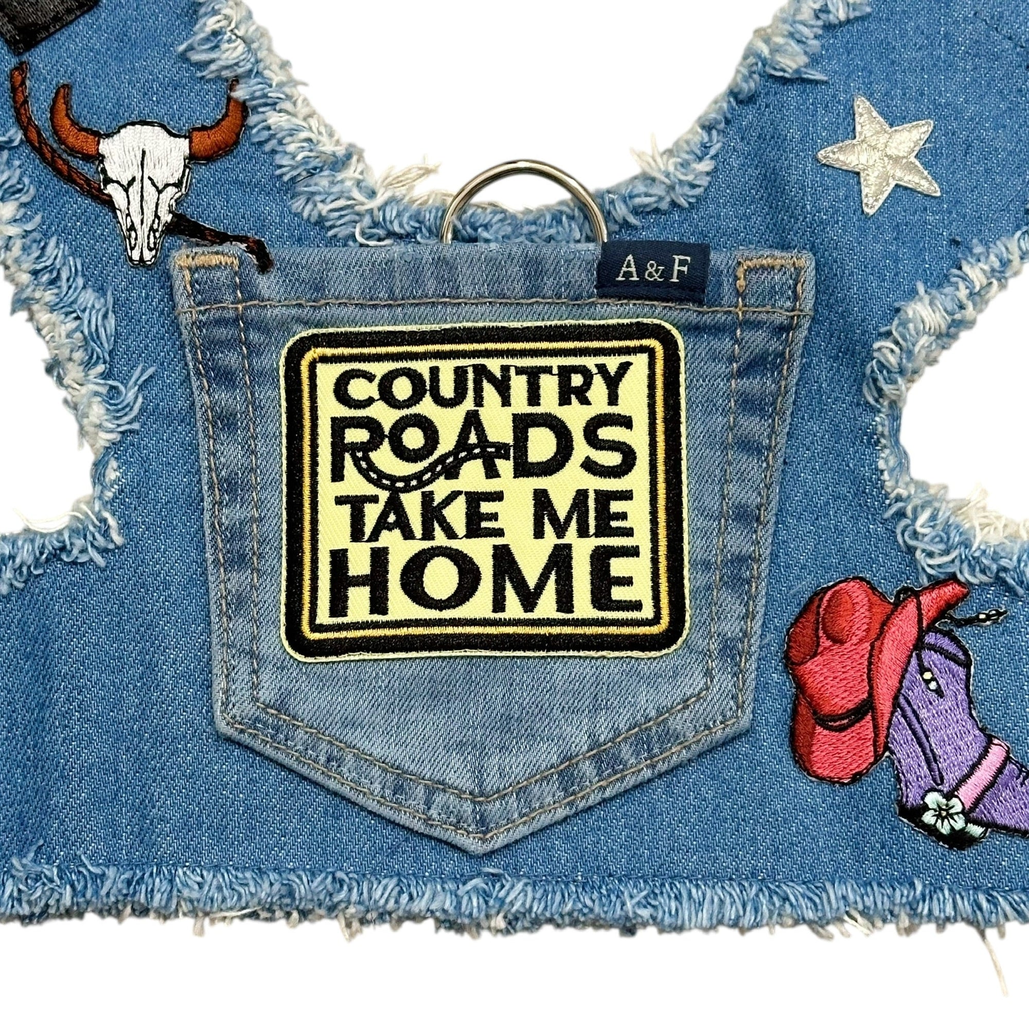 Heads or Tails Pup Country Denim Dog Harness